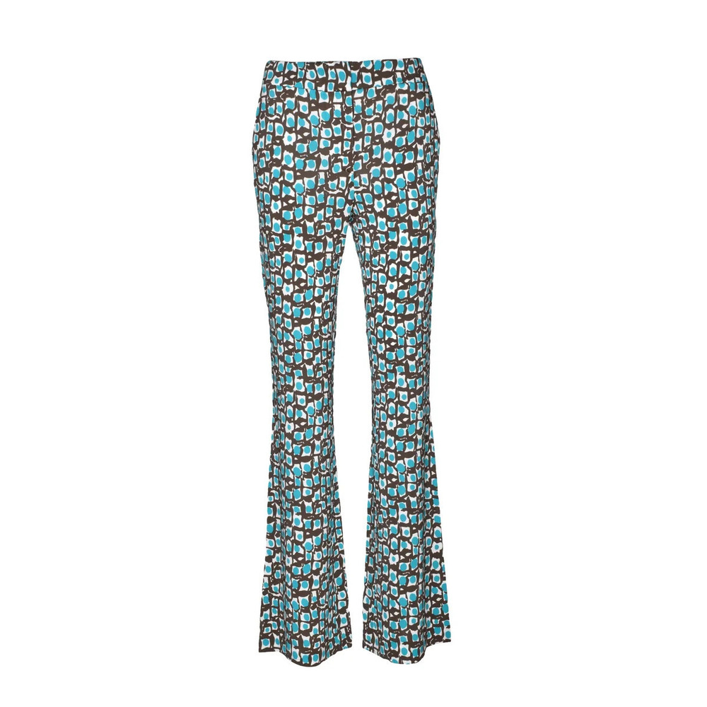 AGO E FILO Stretch Trousers - Khaki/Turquoise